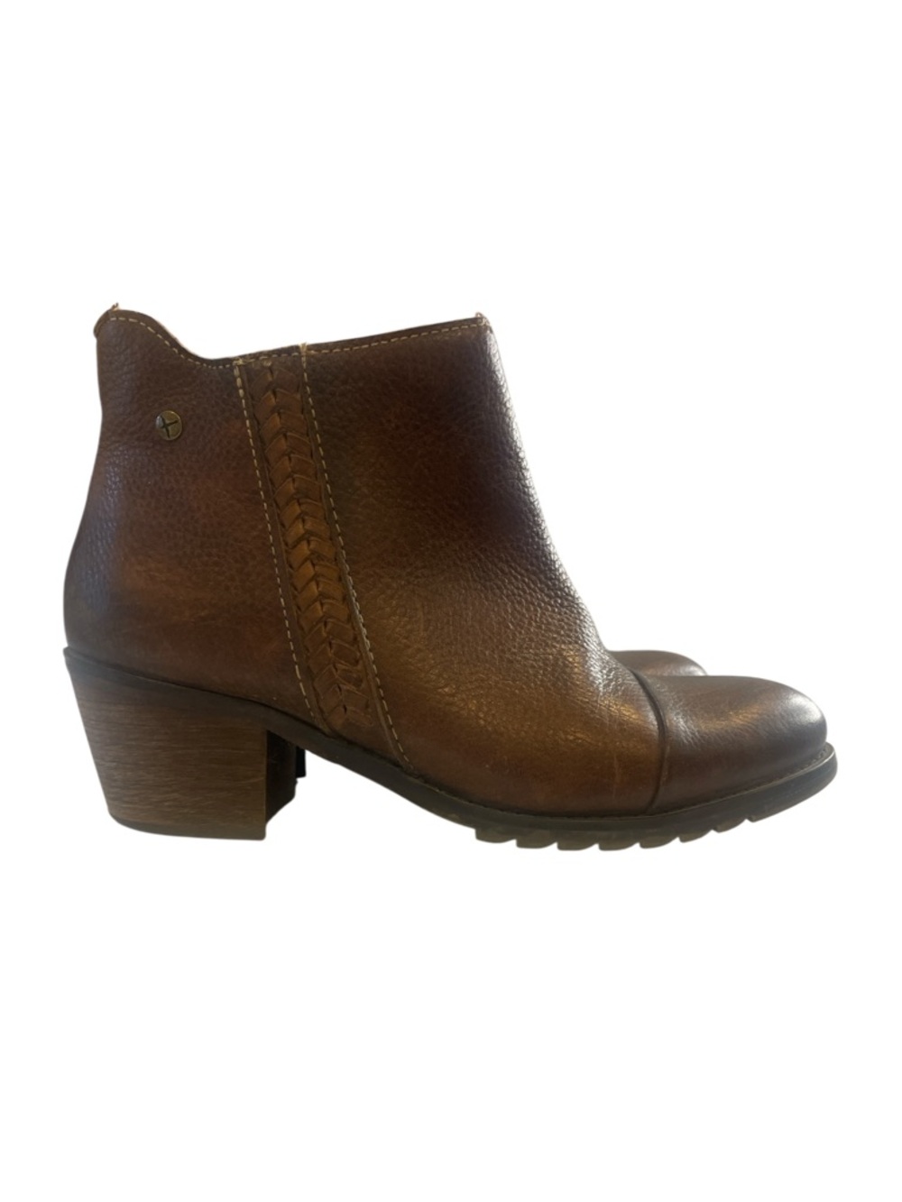 PIKOLINOS Tan Leather Braided Ankle Booties